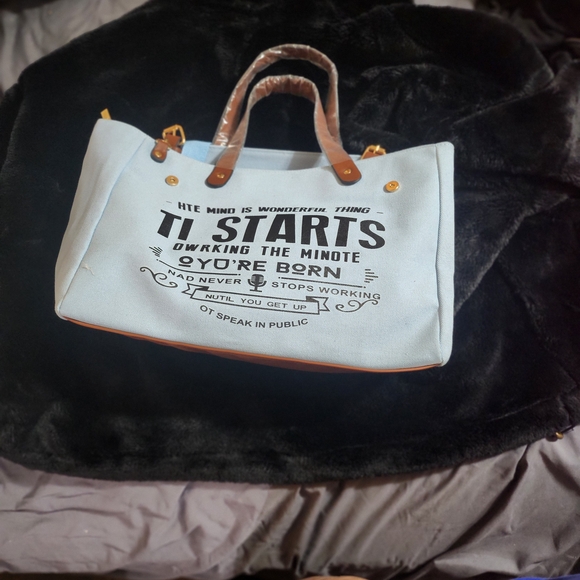 Chic Canvas Tote with Leather Accents - Picture 3 of 5